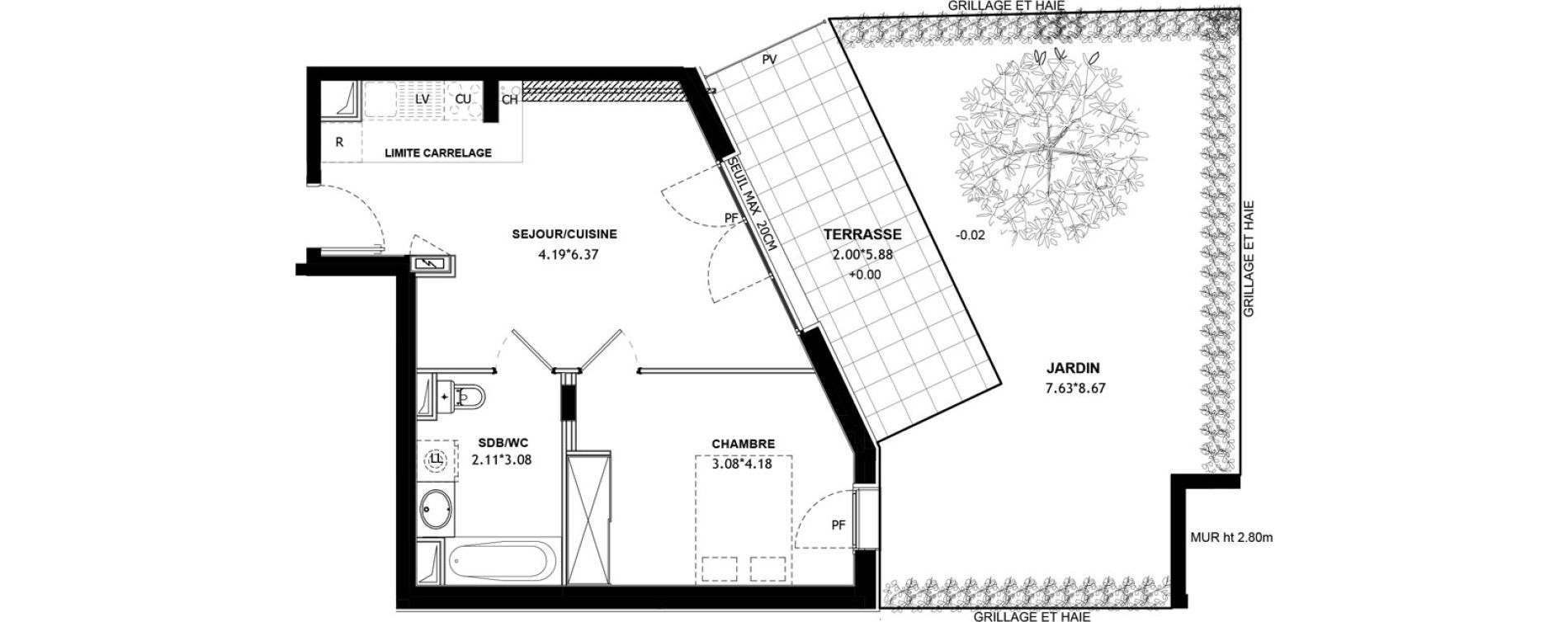 Appartement T2 de 41,57 m2 &agrave; Asni&egrave;res-Sur-Seine Voltaire