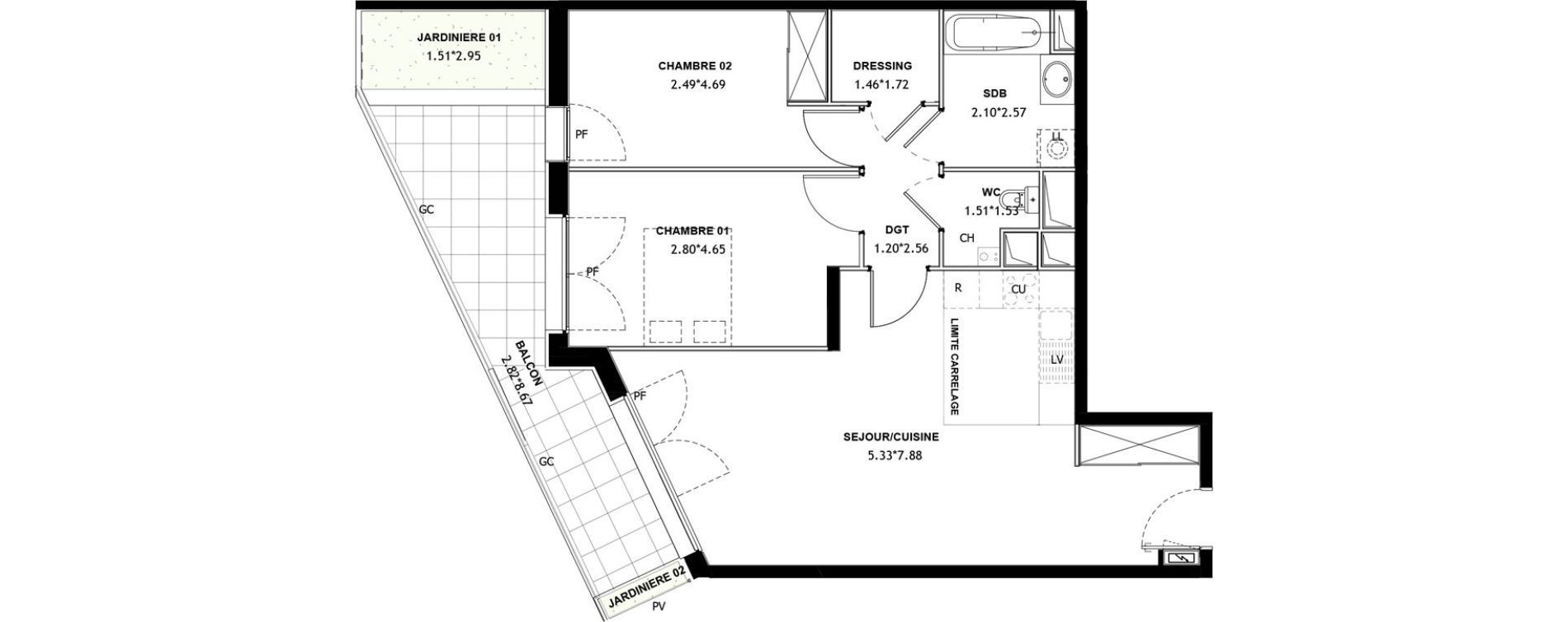 Appartement T3 de 67,16 m2 &agrave; Asni&egrave;res-Sur-Seine Voltaire