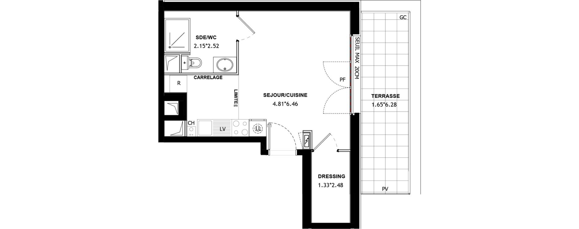 Appartement T1 de 31,57 m2 &agrave; Asni&egrave;res-Sur-Seine Voltaire