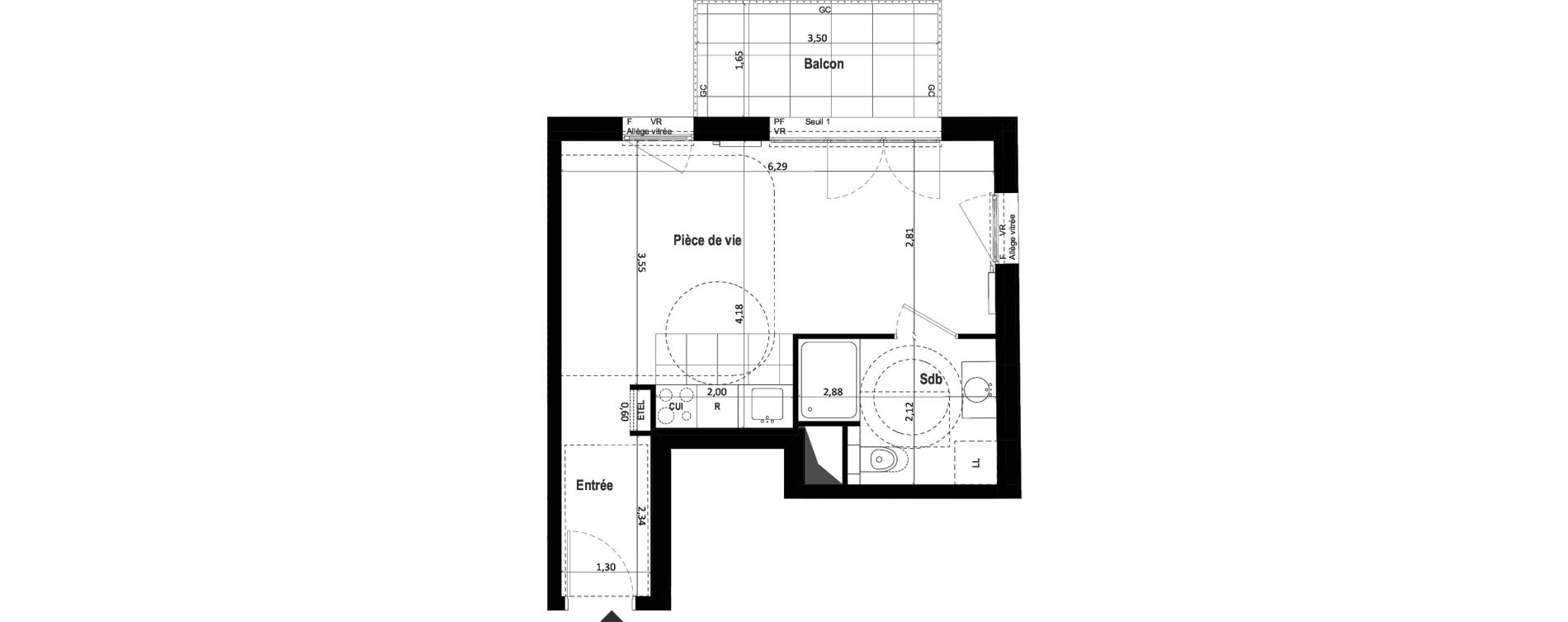 Appartement T1 de 30,71 m2 &agrave; Asni&egrave;res-Sur-Seine Pierre de coubertin