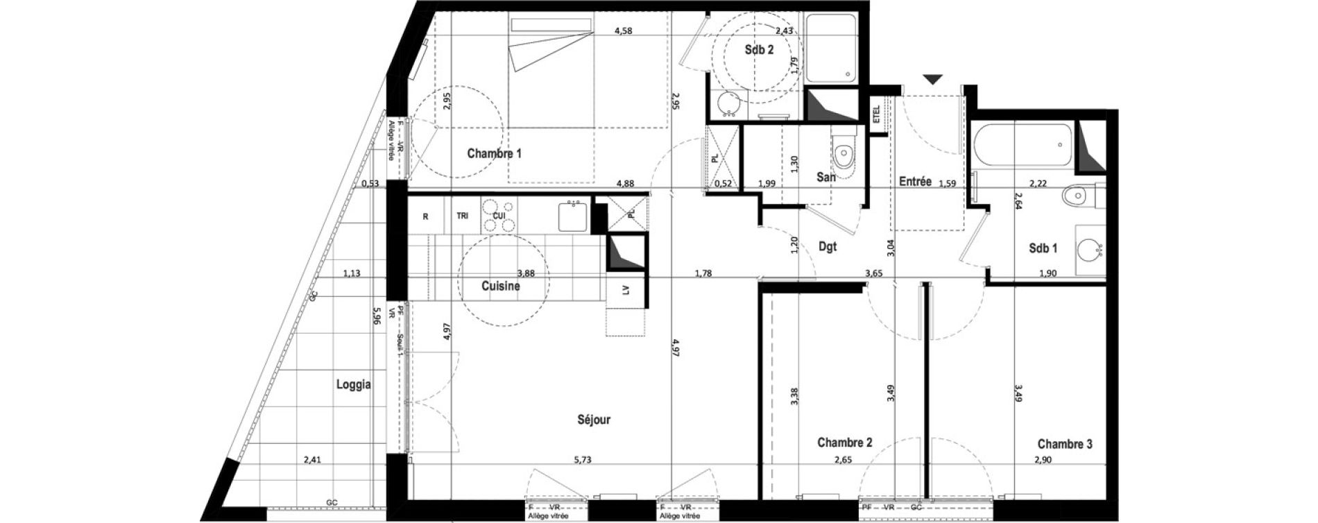 Appartement T4 de 80,40 m2 &agrave; Asni&egrave;res-Sur-Seine Pierre de coubertin