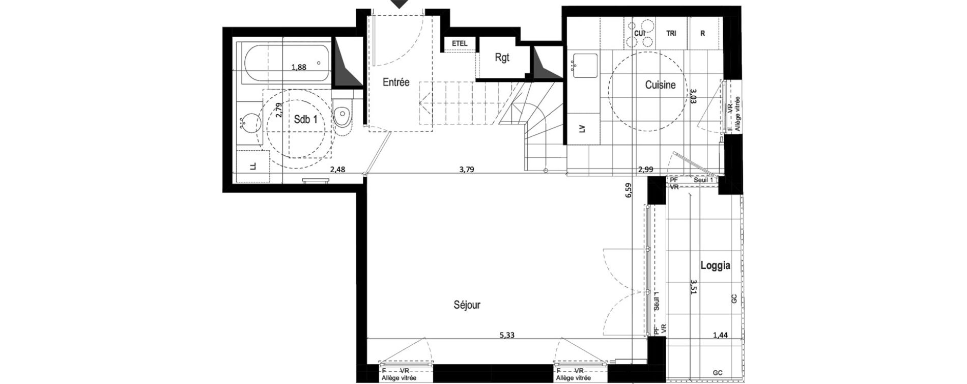Appartement T4 de 83,75 m2 &agrave; Asni&egrave;res-Sur-Seine Pierre de coubertin