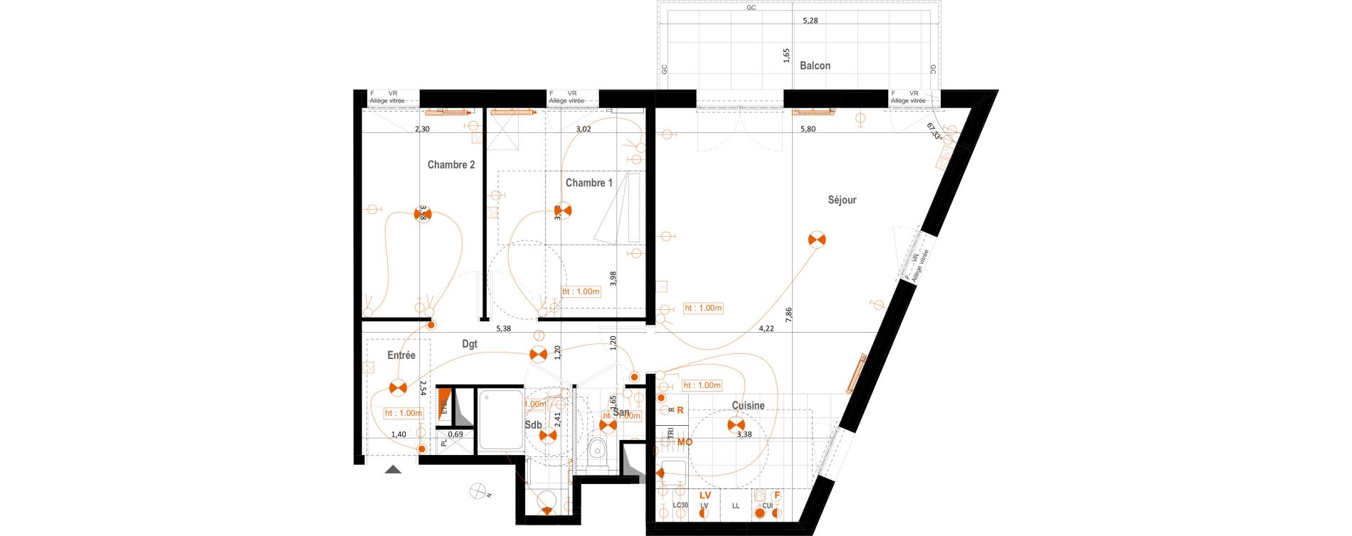 Appartement T3 de 69,41 m2 &agrave; Asni&egrave;res-Sur-Seine Pierre de coubertin