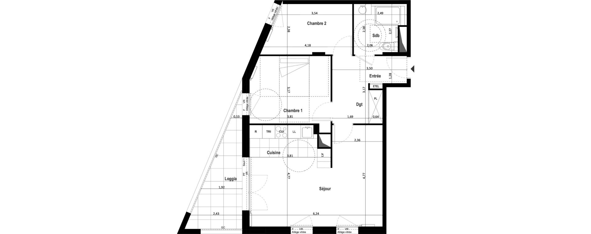 Appartement T3 de 64,05 m2 &agrave; Asni&egrave;res-Sur-Seine Pierre de coubertin