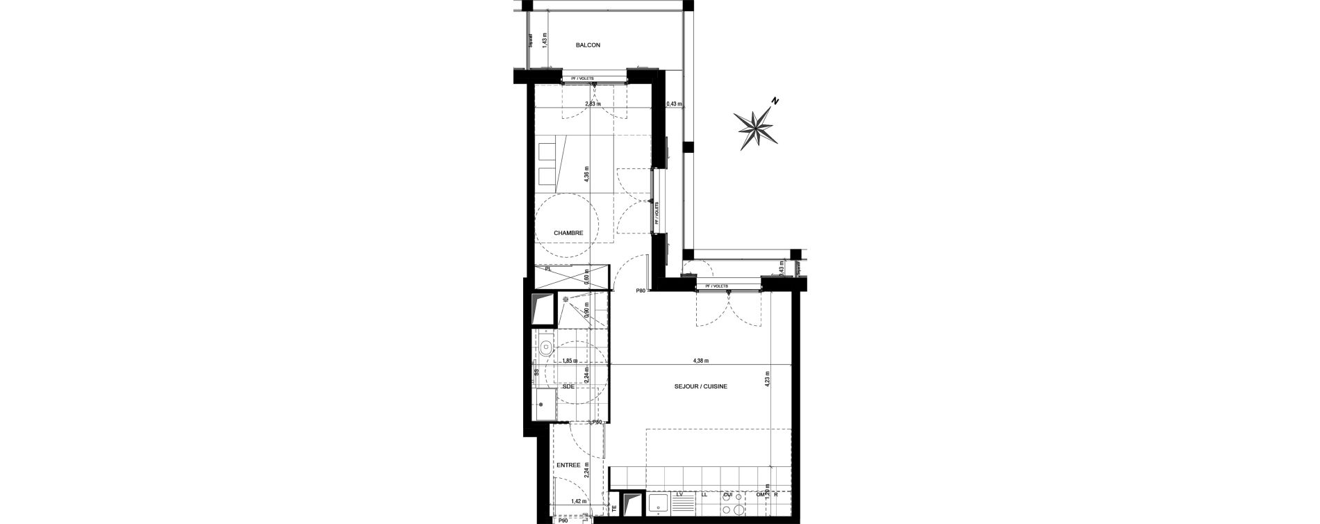 Appartement T2 de 45,71 m2 &agrave; Asni&egrave;res-Sur-Seine Seine ouest