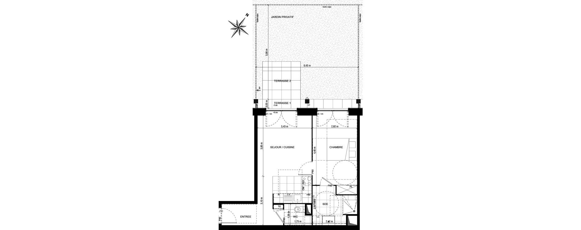 Appartement T2 de 45,08 m2 &agrave; Asni&egrave;res-Sur-Seine Seine ouest