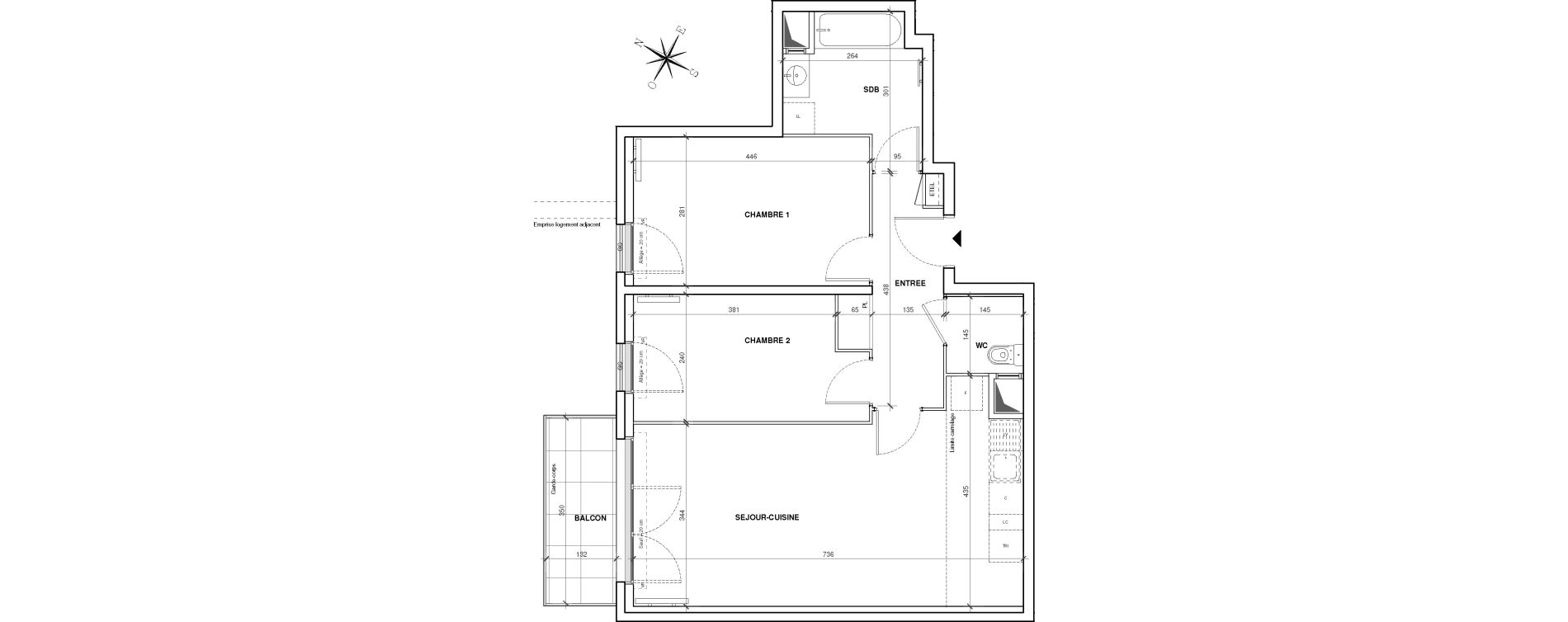 Appartement T3 de 63,53 m2 &agrave; Asni&egrave;res-Sur-Seine Gresillons - quartier de seine