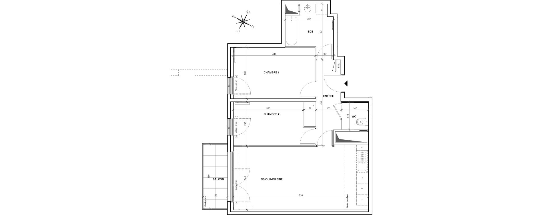 Appartement T3 de 62,80 m2 &agrave; Asni&egrave;res-Sur-Seine Gresillons - quartier de seine