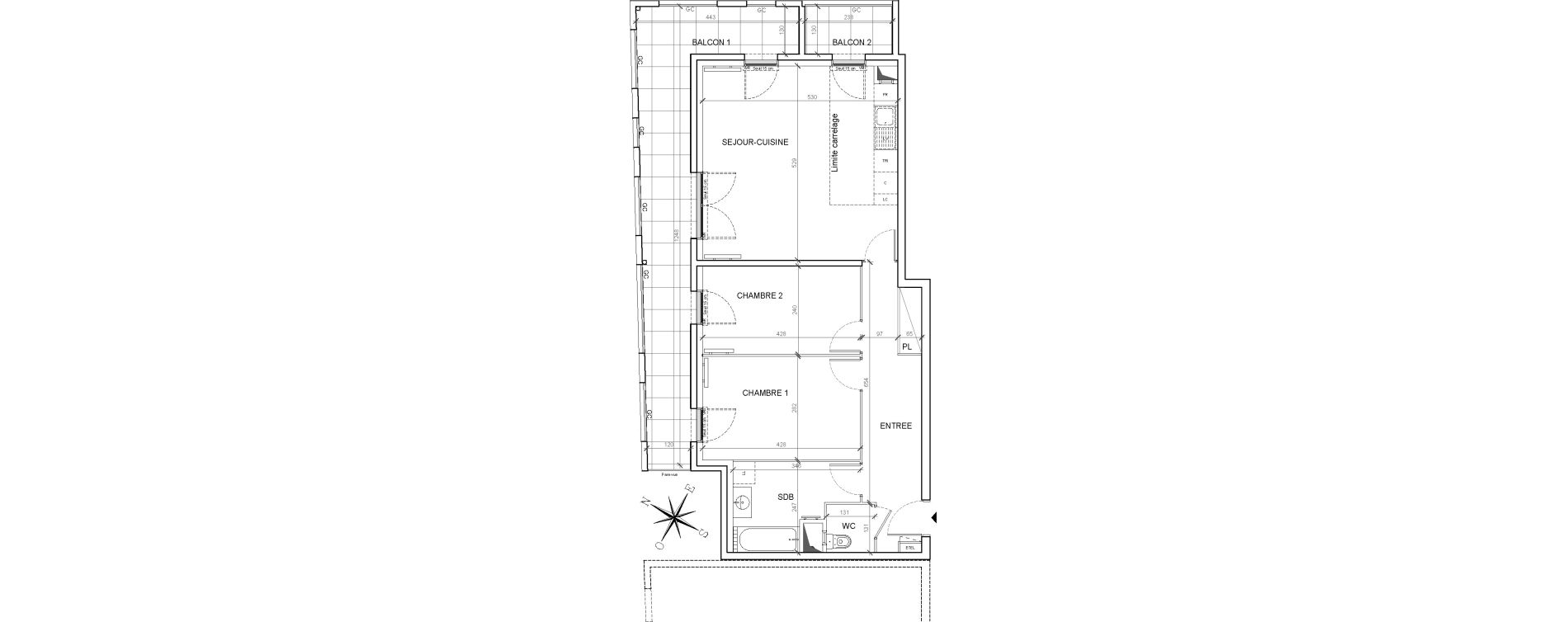 Appartement T3 de 70,00 m2 &agrave; Asni&egrave;res-Sur-Seine Gresillons - quartier de seine