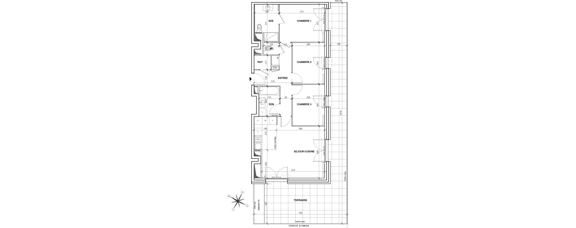 Appartement T4 de 77,14 m2 &agrave; Asni&egrave;res-Sur-Seine Gresillons - quartier de seine