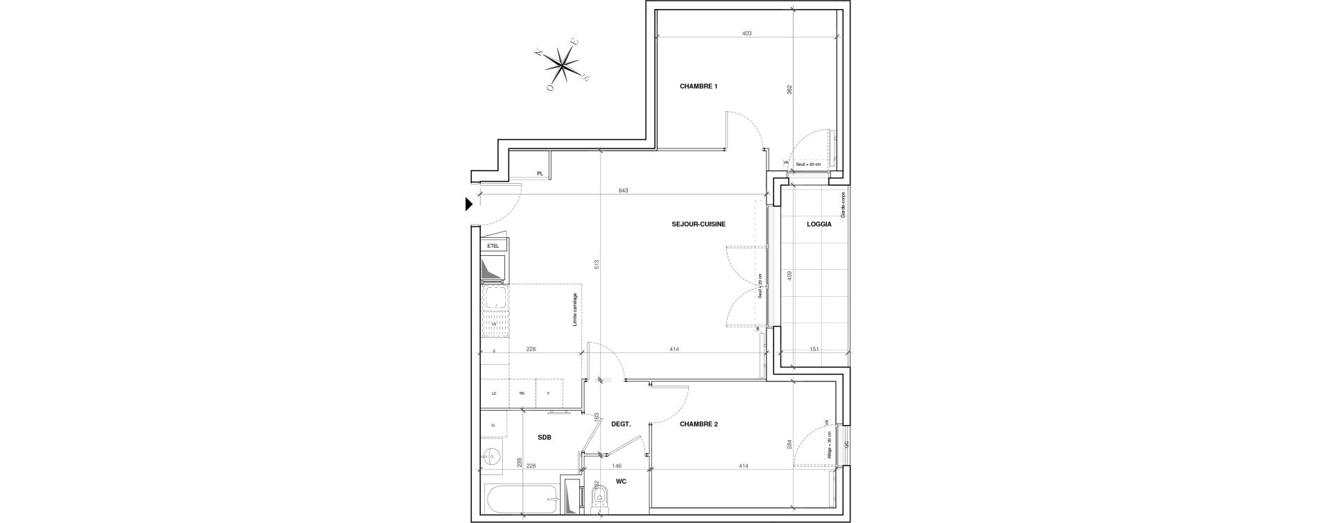 Appartement T3 de 67,64 m2 &agrave; Asni&egrave;res-Sur-Seine Gresillons - quartier de seine