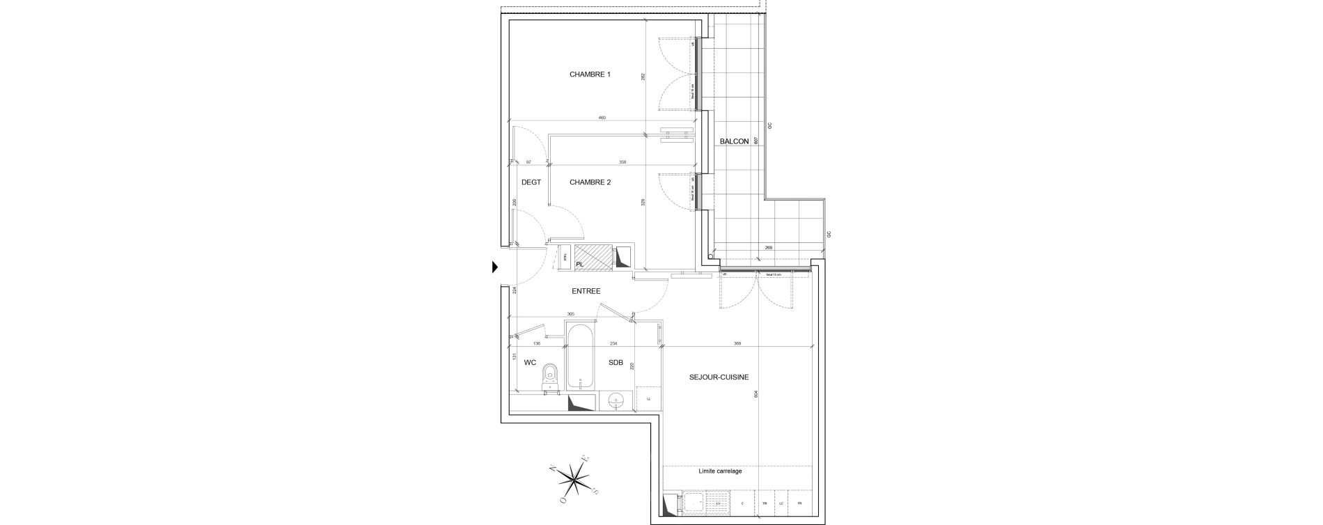 Appartement T3 de 60,89 m2 &agrave; Asni&egrave;res-Sur-Seine Gresillons - quartier de seine