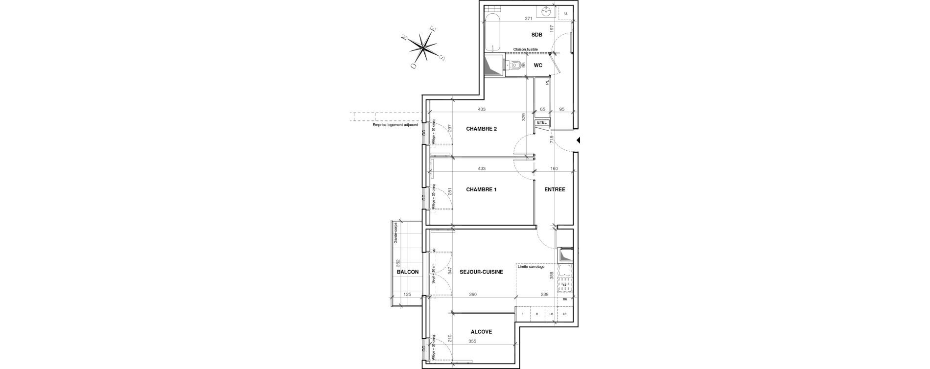 Appartement T3 de 72,66 m2 &agrave; Asni&egrave;res-Sur-Seine Gresillons - quartier de seine