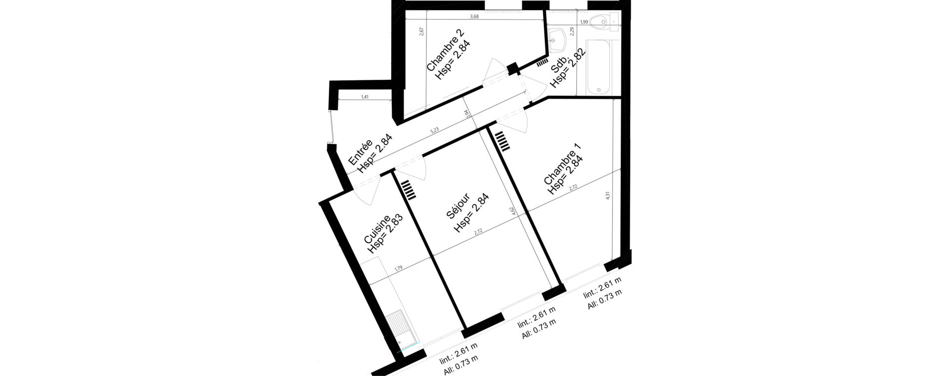 Appartement T3 de 51,89 m2 &agrave; Asni&egrave;res-Sur-Seine Renoir - zola