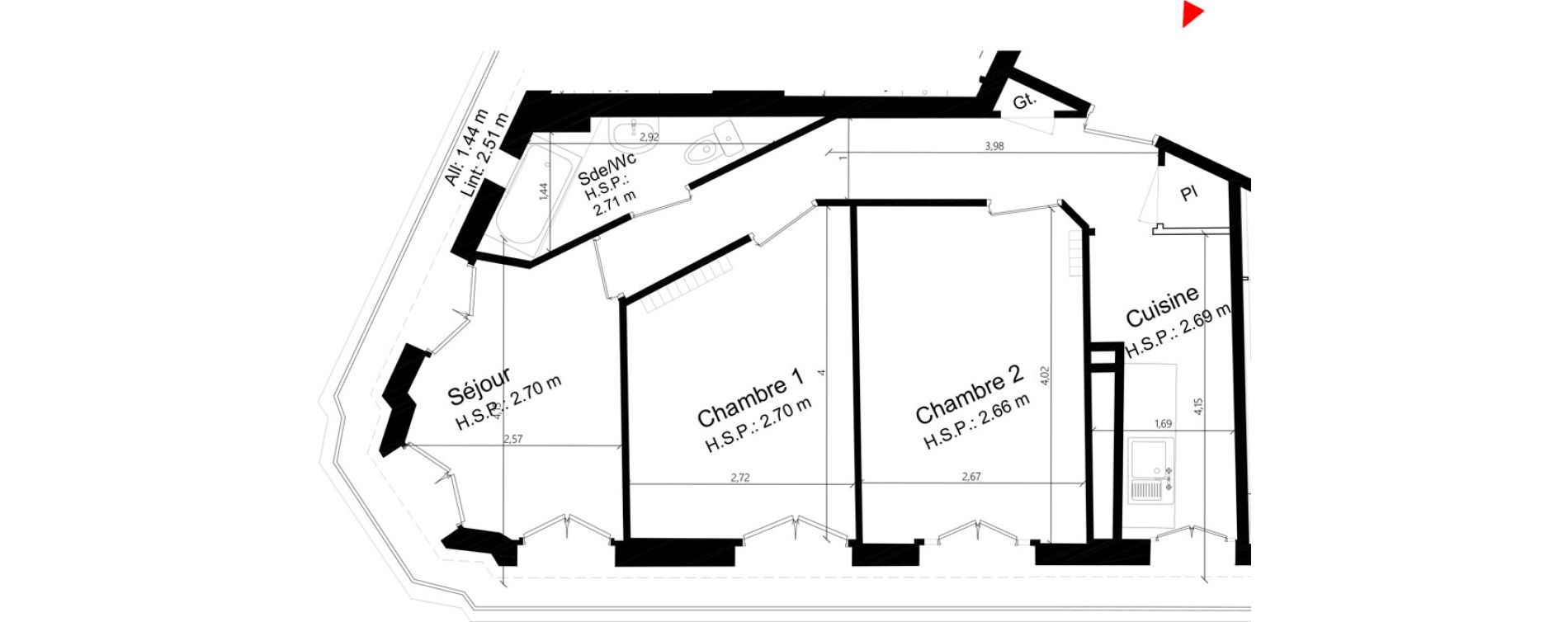 Appartement T3 de 43,69 m2 &agrave; Asni&egrave;res-Sur-Seine Renoir - zola