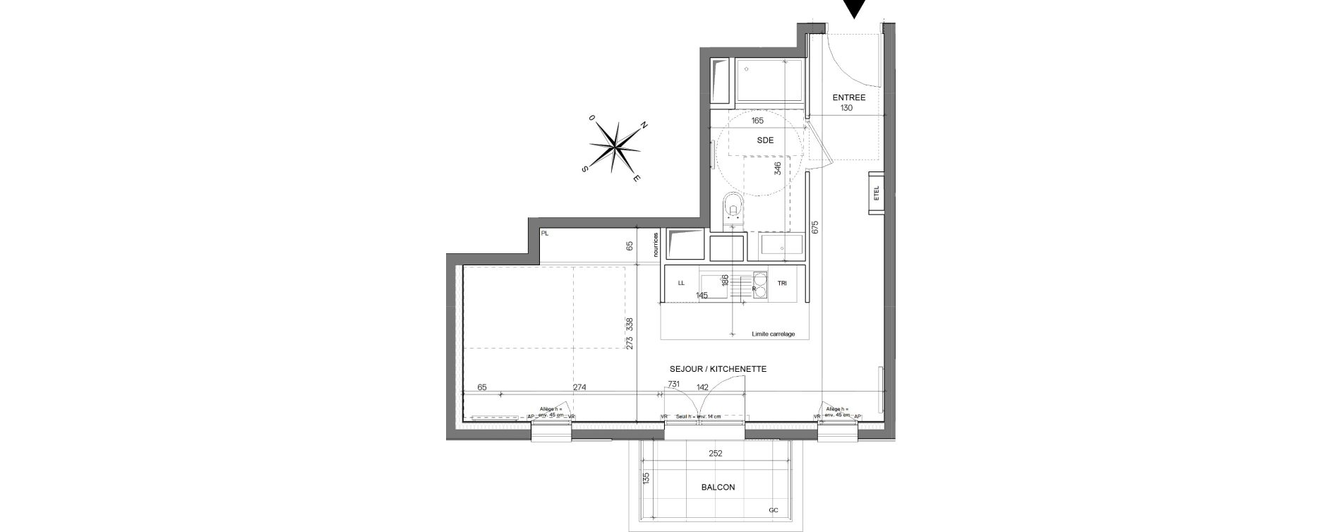 Appartement T1 de 31,12 m2 &agrave; Asni&egrave;res-Sur-Seine Seine ouest