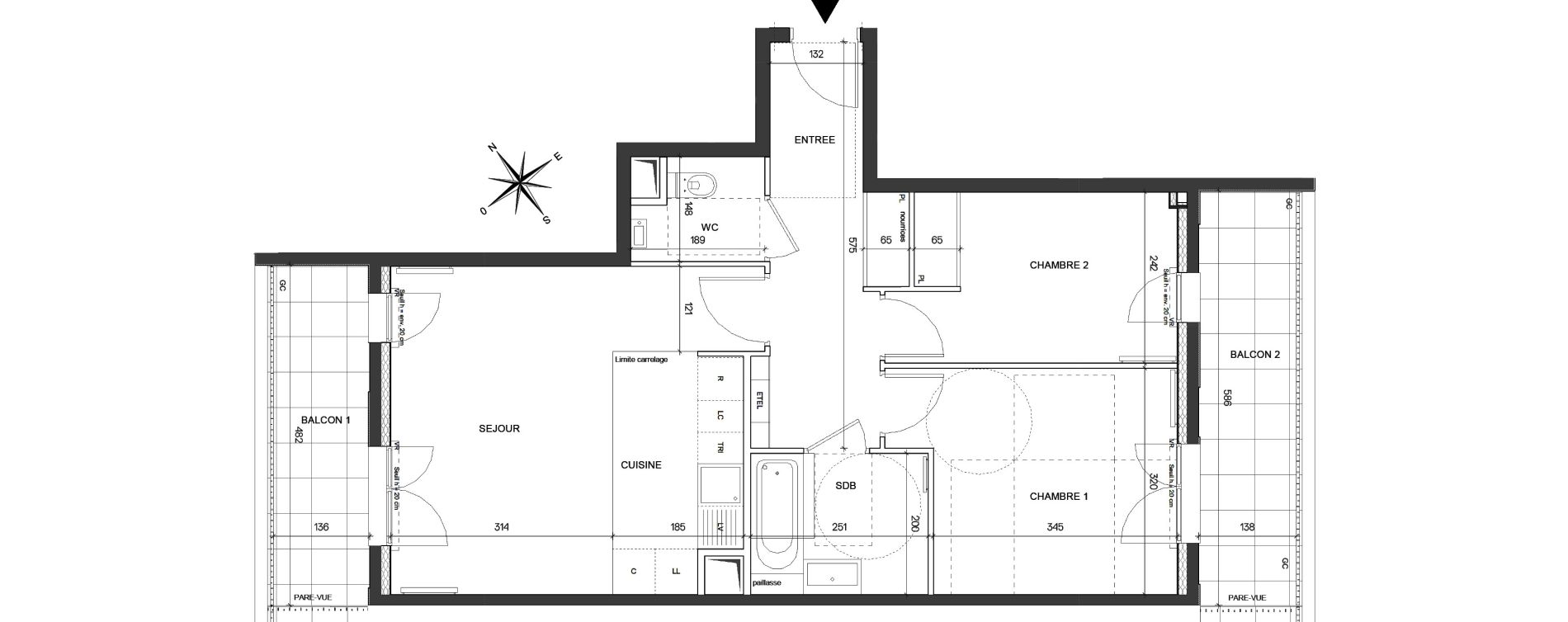 Appartement T3 de 60,78 m2 &agrave; Asni&egrave;res-Sur-Seine Seine ouest