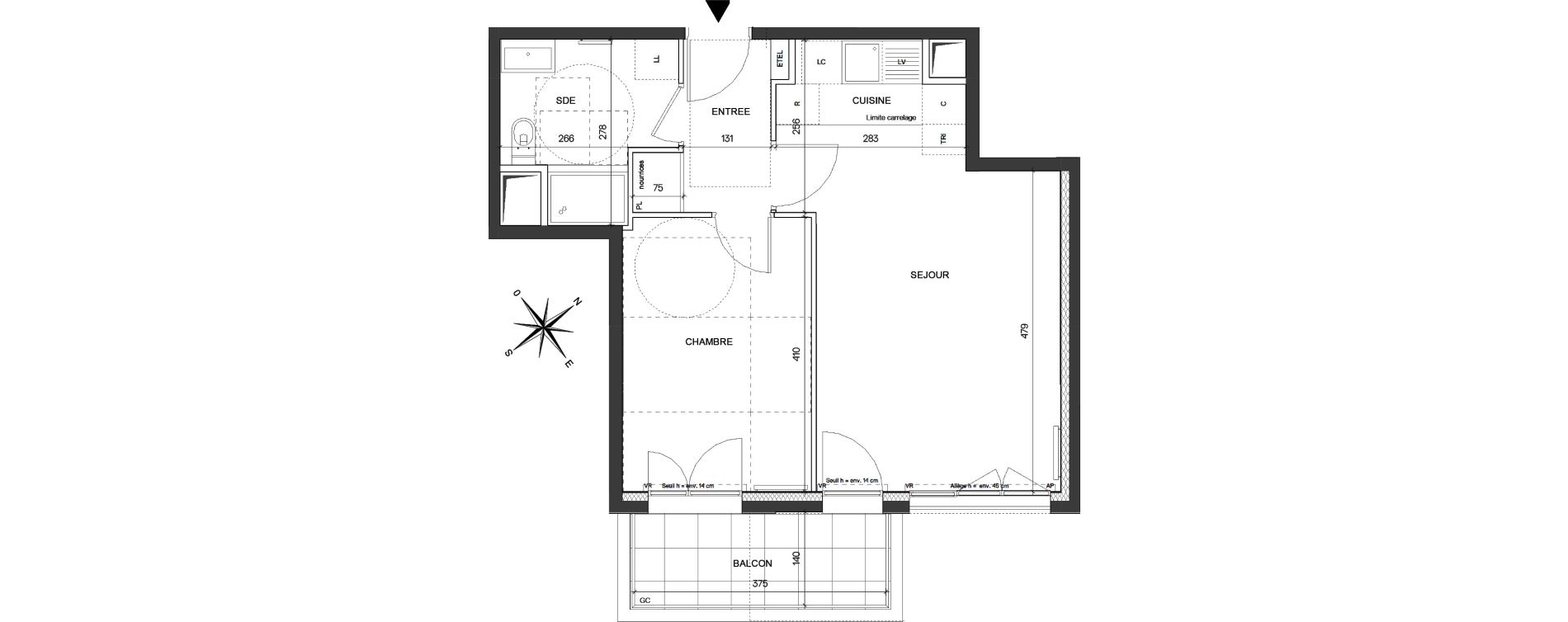 Appartement T2 de 44,26 m2 &agrave; Asni&egrave;res-Sur-Seine Seine ouest