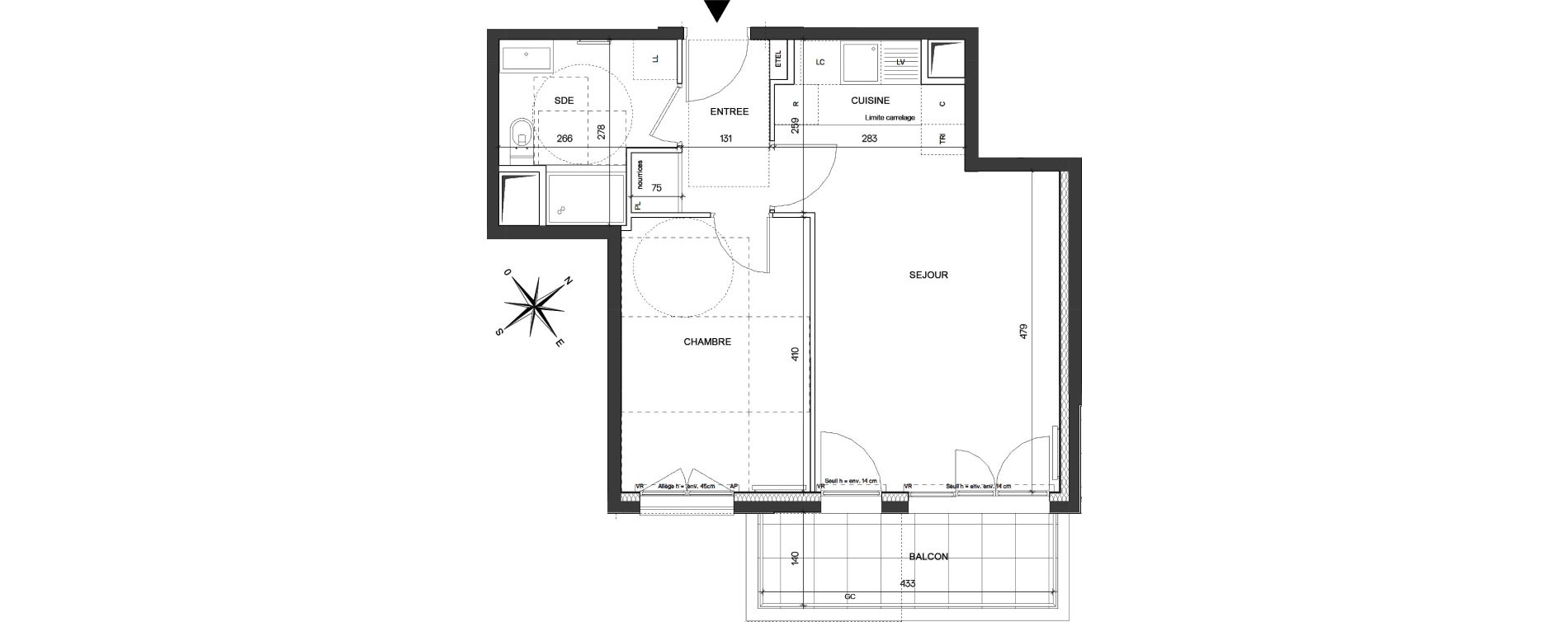 Appartement T2 de 44,26 m2 &agrave; Asni&egrave;res-Sur-Seine Seine ouest