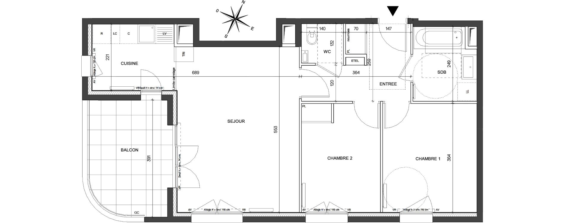 Appartement T3 de 63,50 m2 &agrave; Asni&egrave;res-Sur-Seine Seine ouest