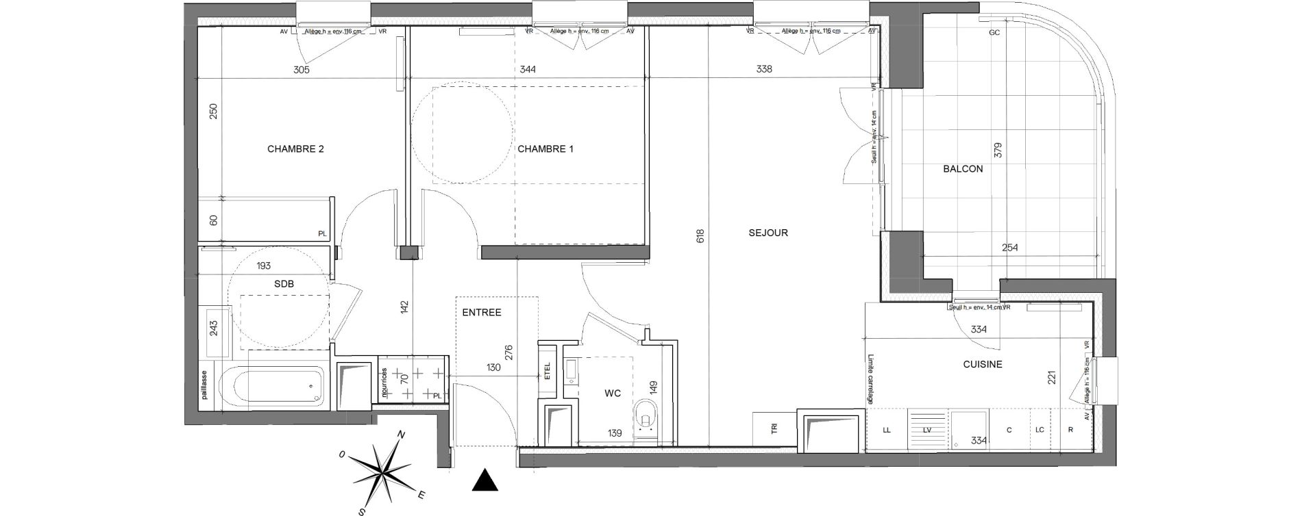Appartement T3 de 62,76 m2 &agrave; Asni&egrave;res-Sur-Seine Seine ouest