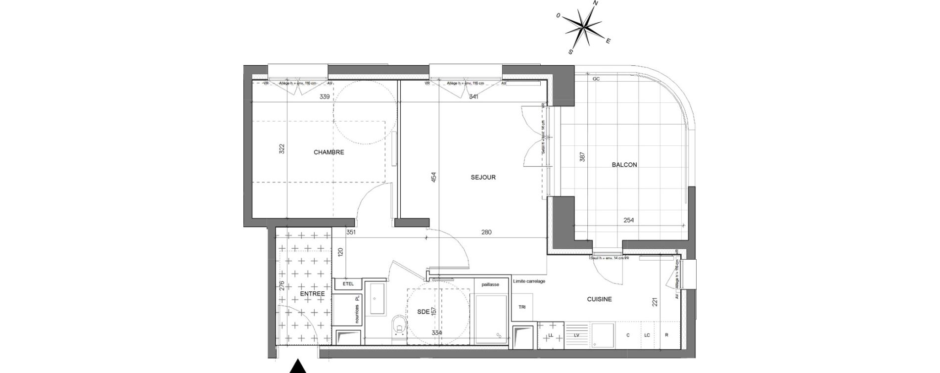 Appartement T2 de 45,33 m2 &agrave; Asni&egrave;res-Sur-Seine Seine ouest