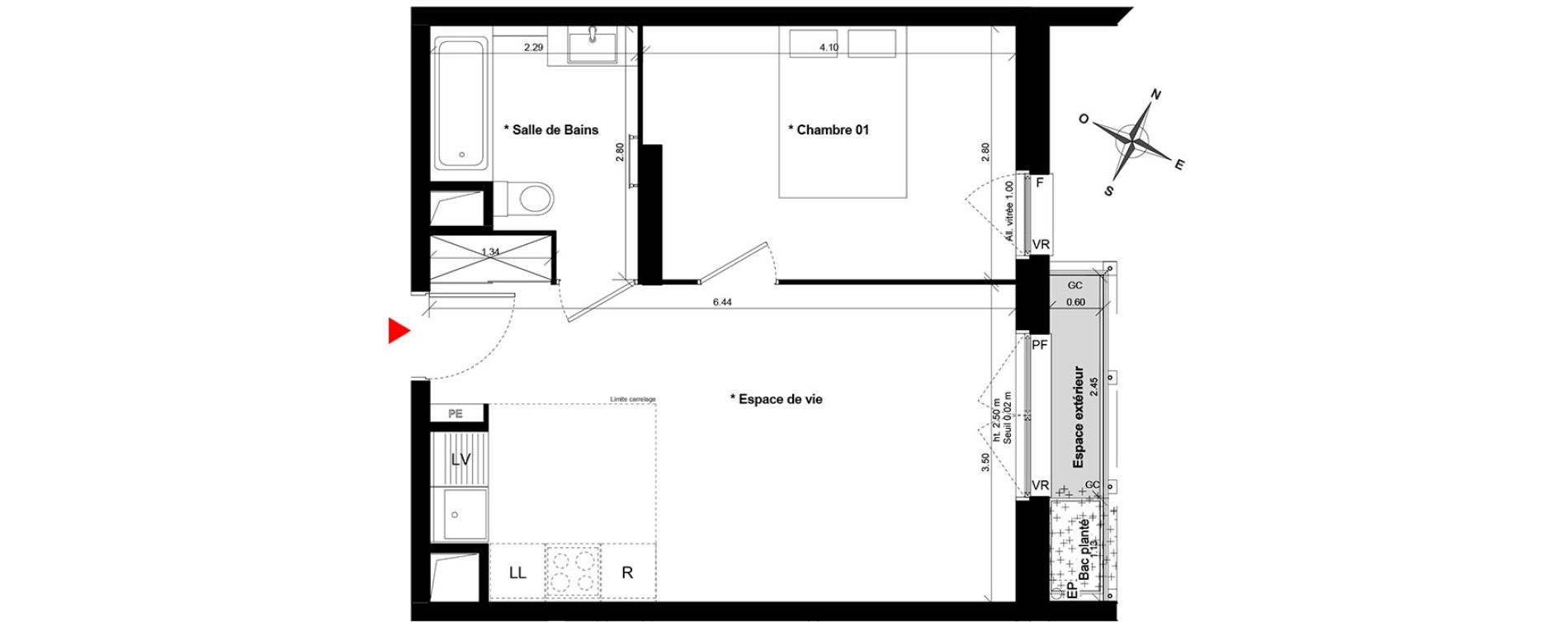 Appartement T2 de 39,11 m2 &agrave; Asni&egrave;res-Sur-Seine Gresillons - quartier de seine