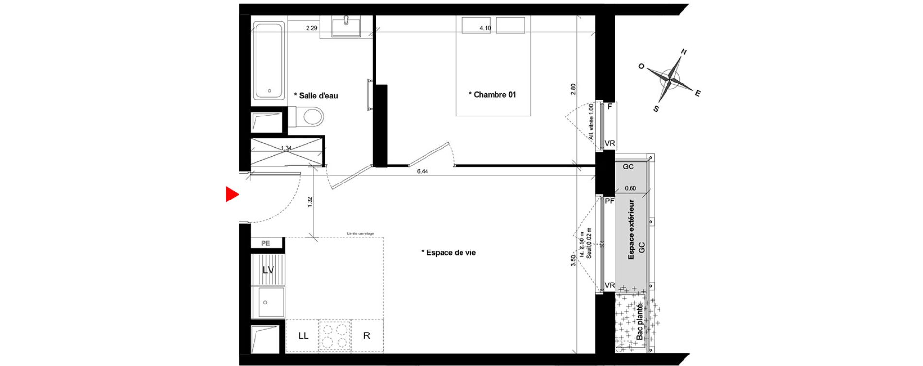 Appartement T2 de 39,25 m2 &agrave; Asni&egrave;res-Sur-Seine Gresillons - quartier de seine