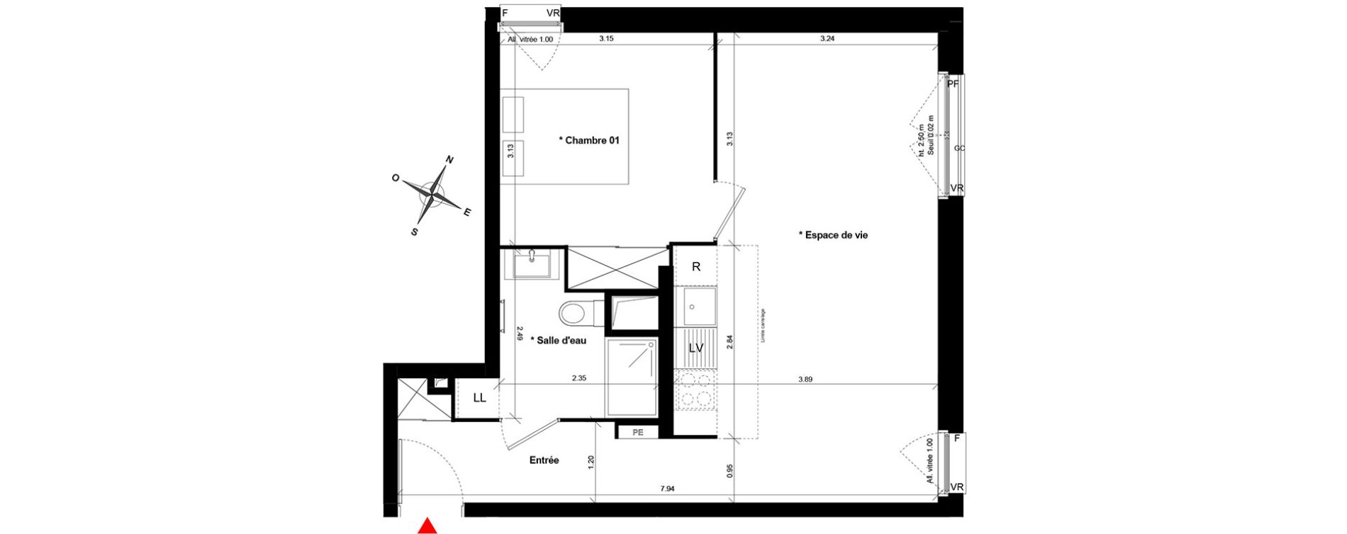 Appartement T2 de 45,52 m2 &agrave; Asni&egrave;res-Sur-Seine Gresillons - quartier de seine