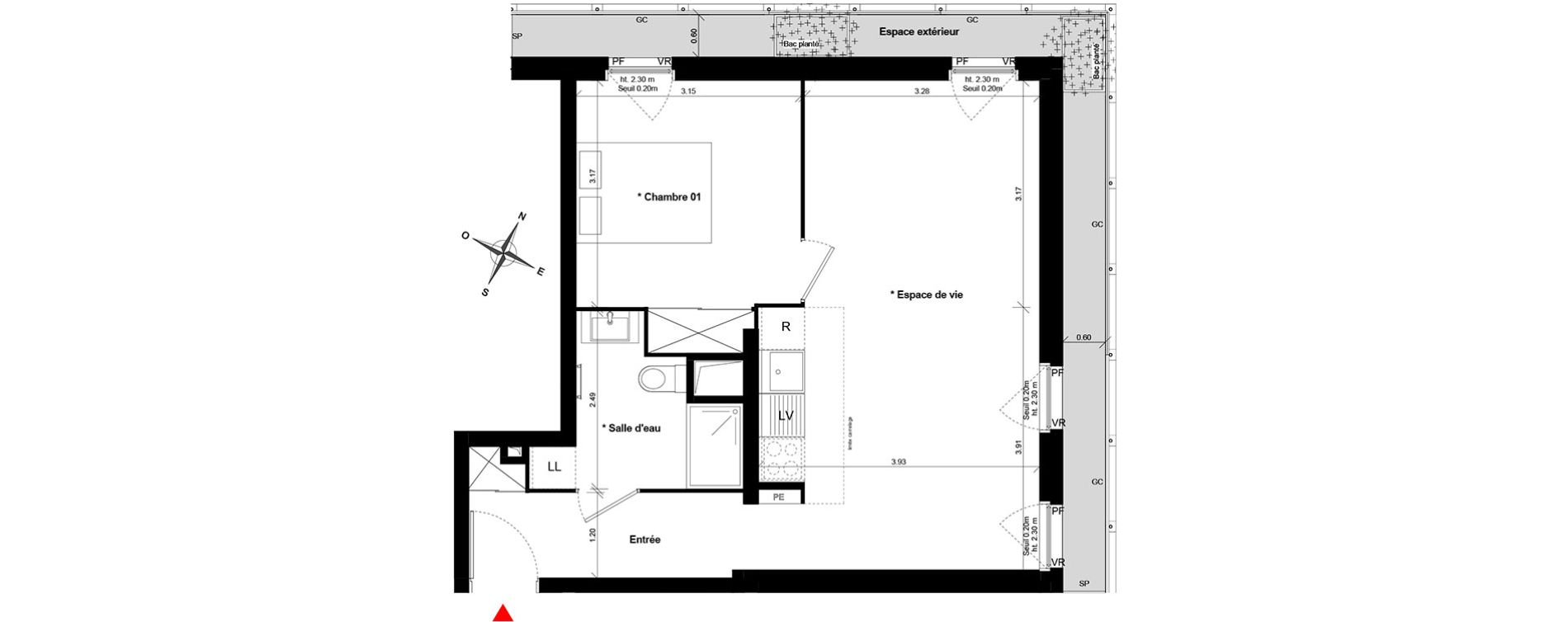 Appartement T2 de 45,58 m2 &agrave; Asni&egrave;res-Sur-Seine Gresillons - quartier de seine