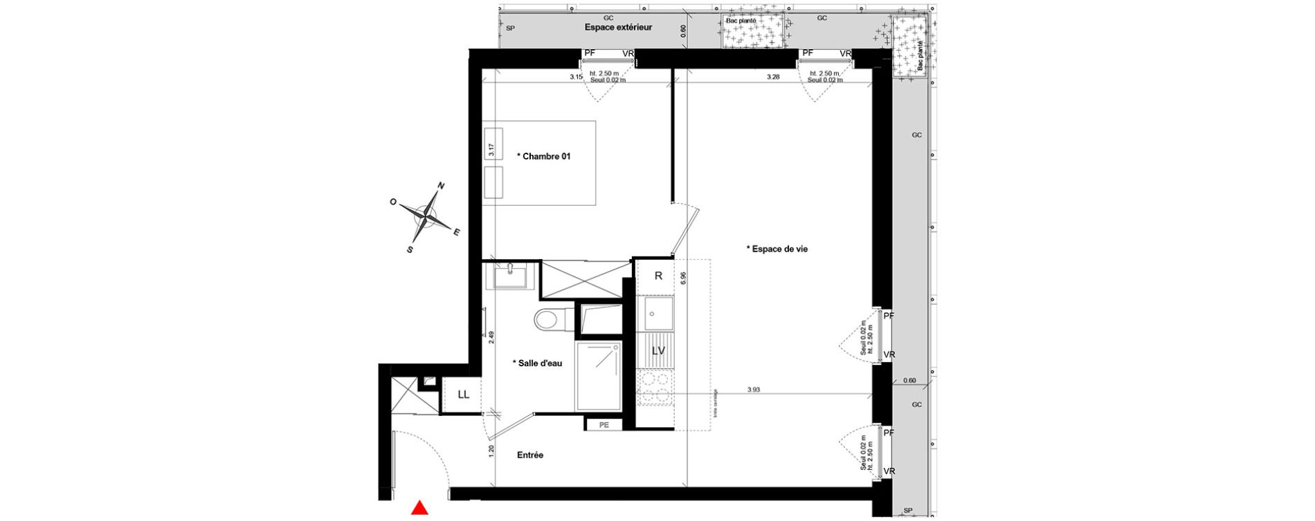 Appartement T2 de 46,06 m2 &agrave; Asni&egrave;res-Sur-Seine Gresillons - quartier de seine