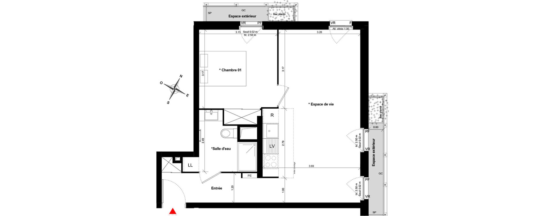 Appartement T2 de 46,10 m2 &agrave; Asni&egrave;res-Sur-Seine Gresillons - quartier de seine