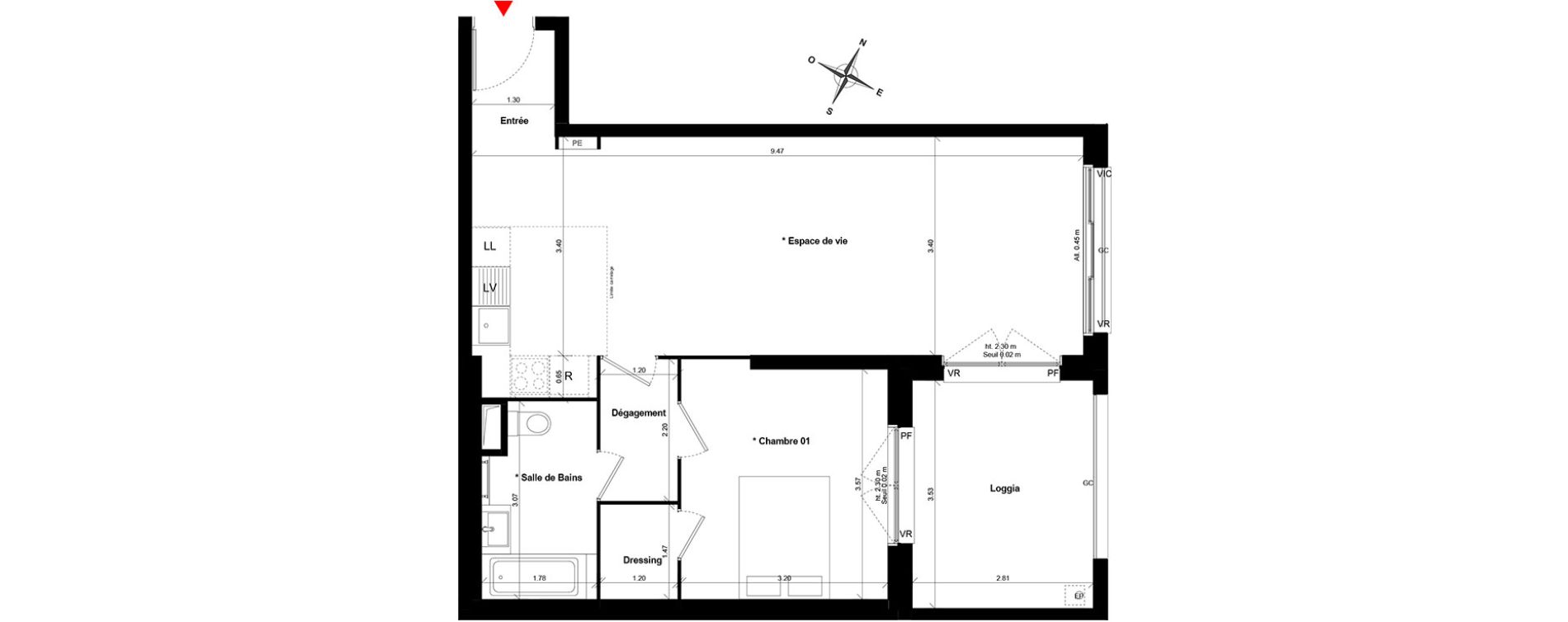 Appartement T2 de 56,50 m2 &agrave; Asni&egrave;res-Sur-Seine Gresillons - quartier de seine