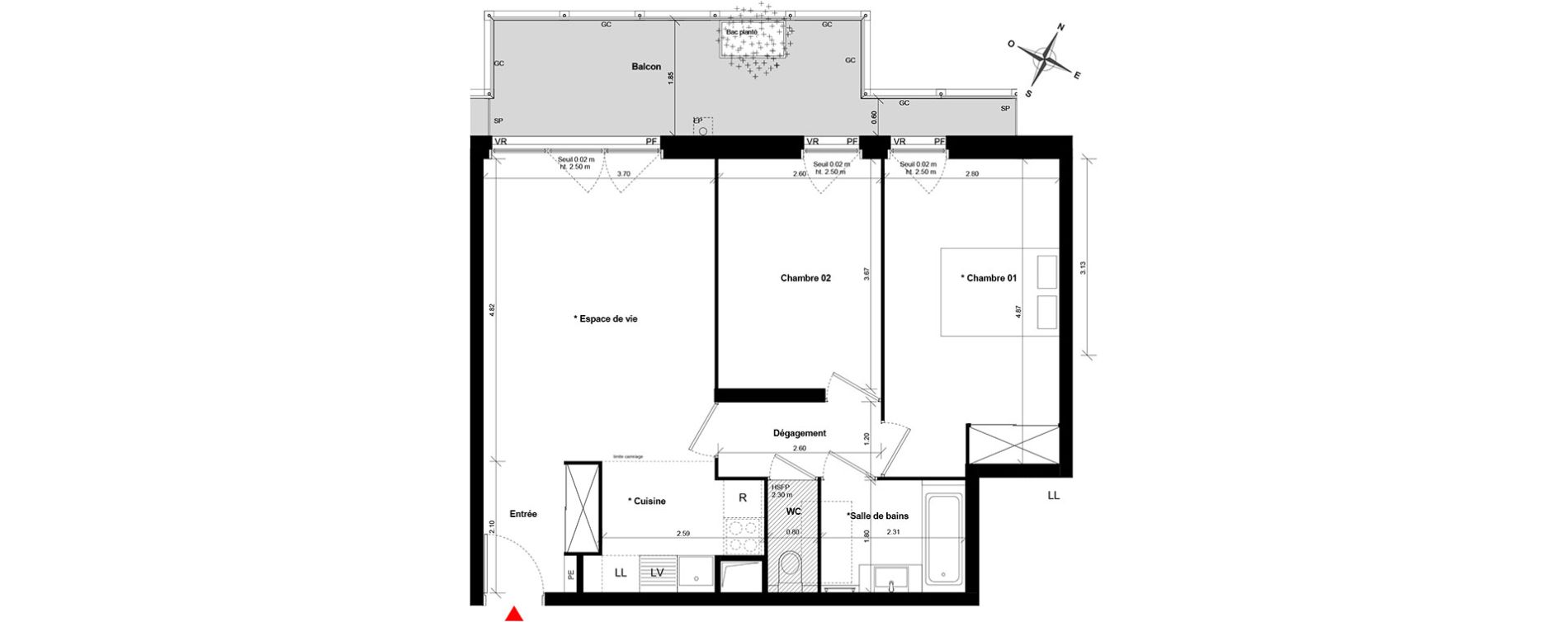 Appartement T3 de 58,50 m2 &agrave; Asni&egrave;res-Sur-Seine Gresillons - quartier de seine