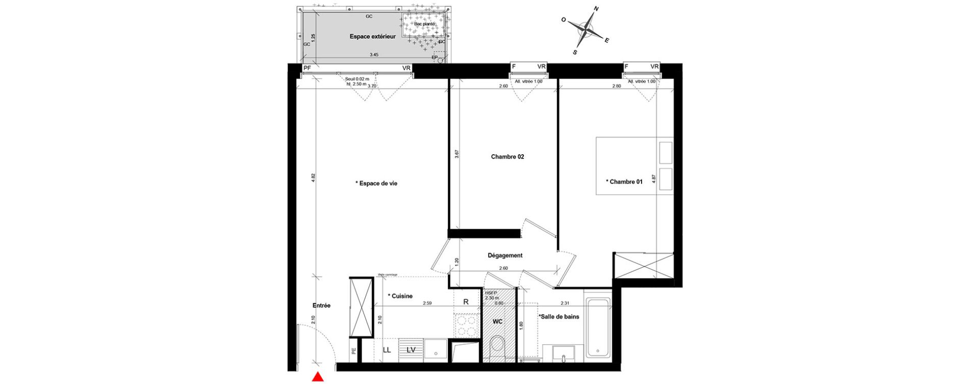 Appartement T3 de 58,50 m2 &agrave; Asni&egrave;res-Sur-Seine Gresillons - quartier de seine