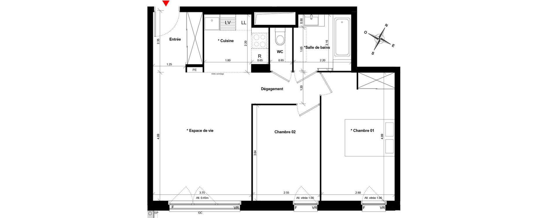 Appartement T3 de 59,50 m2 &agrave; Asni&egrave;res-Sur-Seine Gresillons - quartier de seine