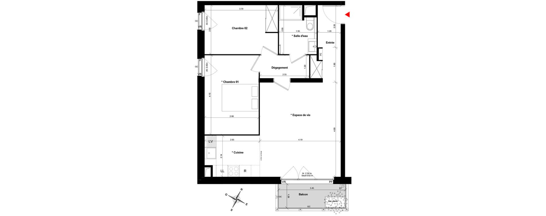 Appartement T3 de 60,01 m2 &agrave; Asni&egrave;res-Sur-Seine Gresillons - quartier de seine