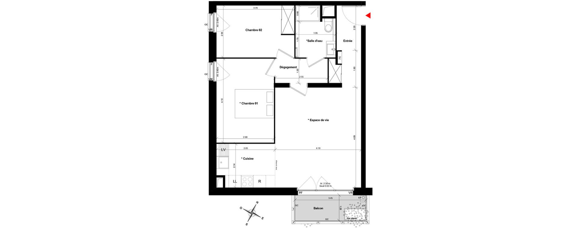 Appartement T3 de 60,01 m2 &agrave; Asni&egrave;res-Sur-Seine Gresillons - quartier de seine
