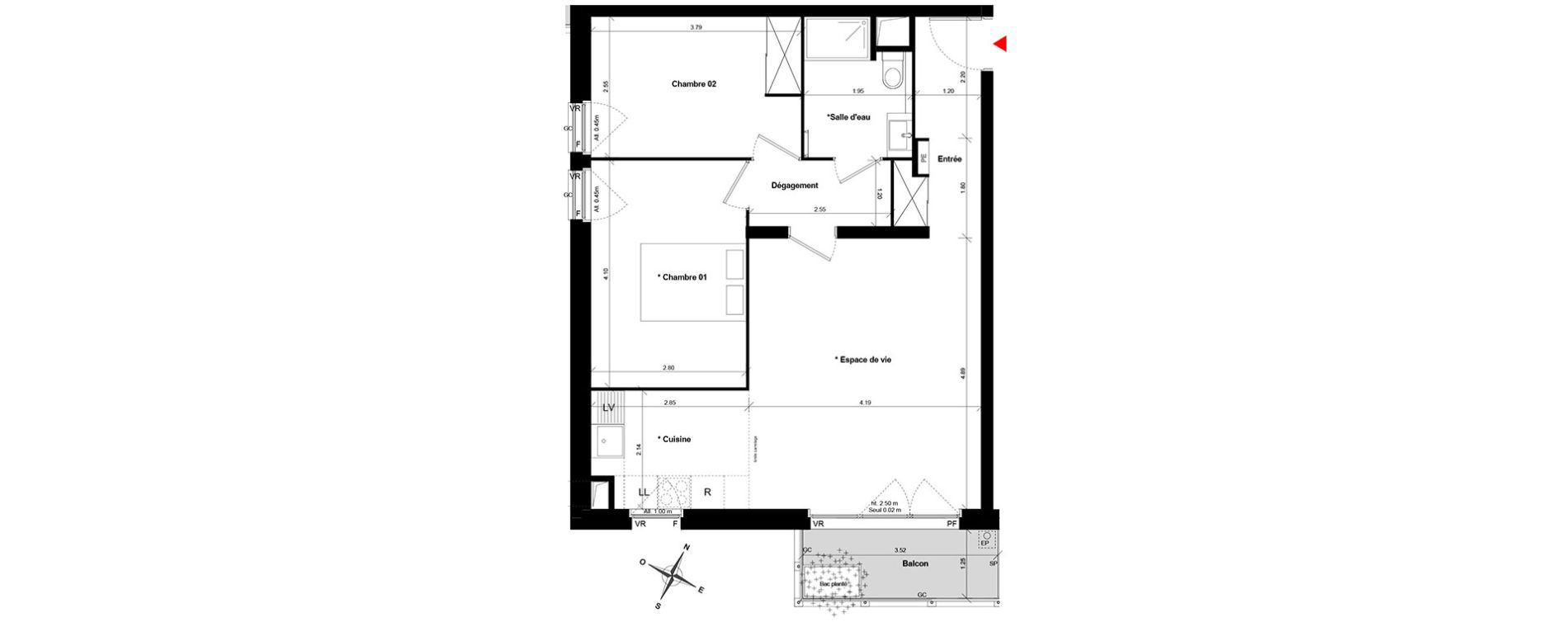 Appartement T3 de 60,02 m2 &agrave; Asni&egrave;res-Sur-Seine Gresillons - quartier de seine