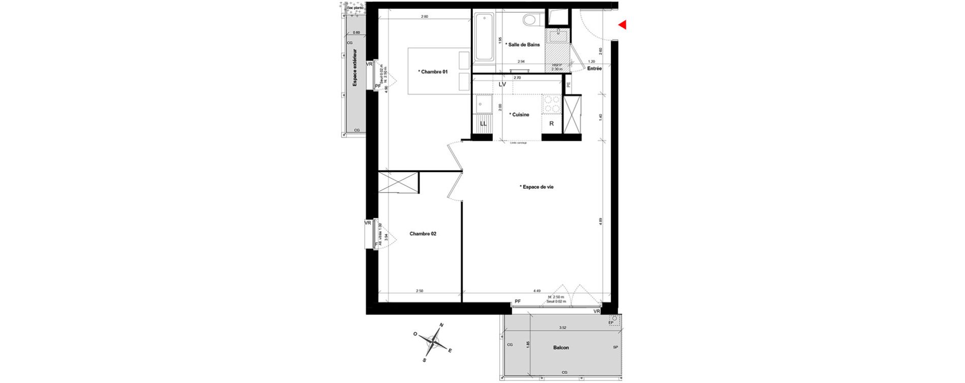 Appartement T3 de 60,65 m2 &agrave; Asni&egrave;res-Sur-Seine Gresillons - quartier de seine