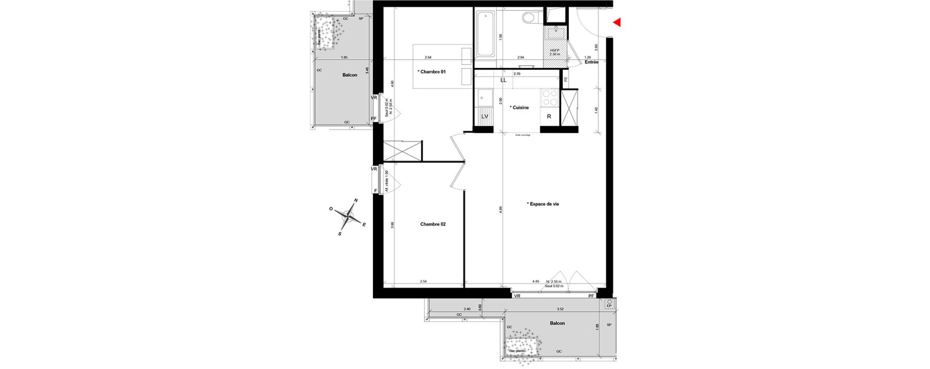 Appartement T3 de 61,29 m2 &agrave; Asni&egrave;res-Sur-Seine Gresillons - quartier de seine
