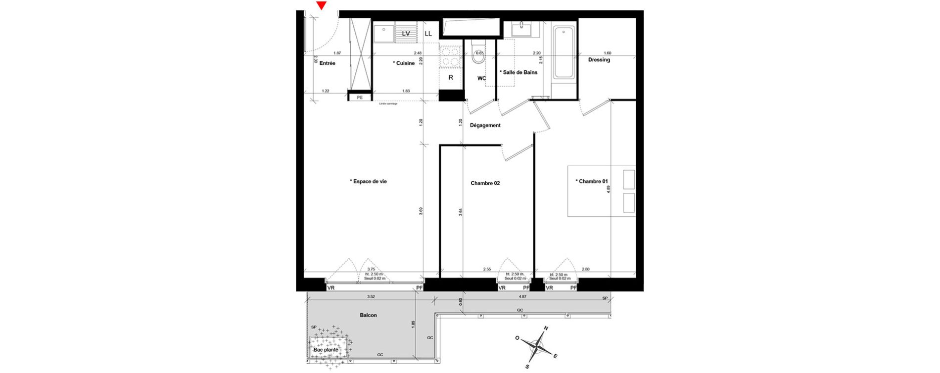Appartement T3 de 63,14 m2 &agrave; Asni&egrave;res-Sur-Seine Gresillons - quartier de seine