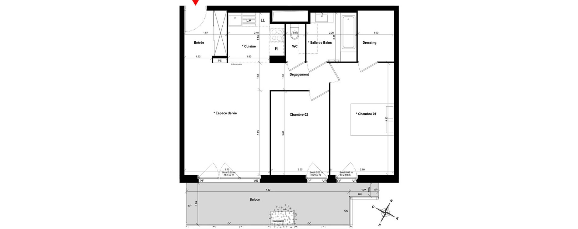 Appartement T3 de 63,49 m2 &agrave; Asni&egrave;res-Sur-Seine Gresillons - quartier de seine