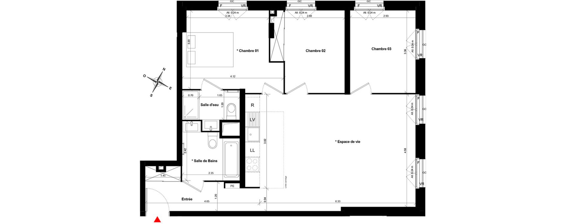 Appartement T4 de 75,97 m2 &agrave; Asni&egrave;res-Sur-Seine Gresillons - quartier de seine