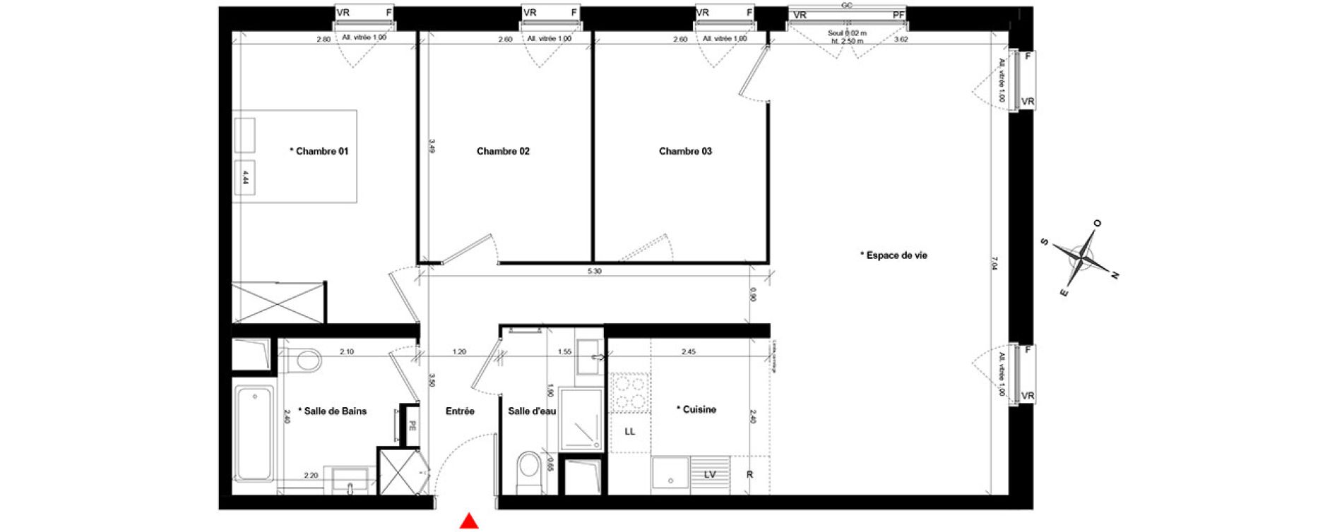Appartement T4 de 79,41 m2 &agrave; Asni&egrave;res-Sur-Seine Gresillons - quartier de seine