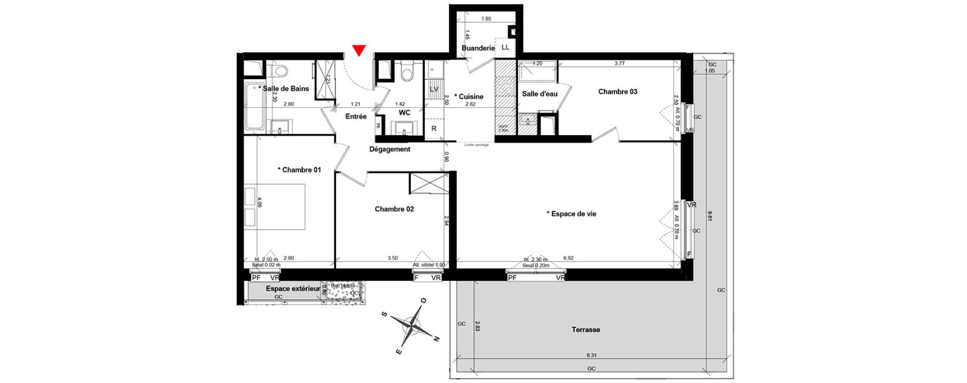 Appartement T4 de 85,23 m2 &agrave; Asni&egrave;res-Sur-Seine Gresillons - quartier de seine