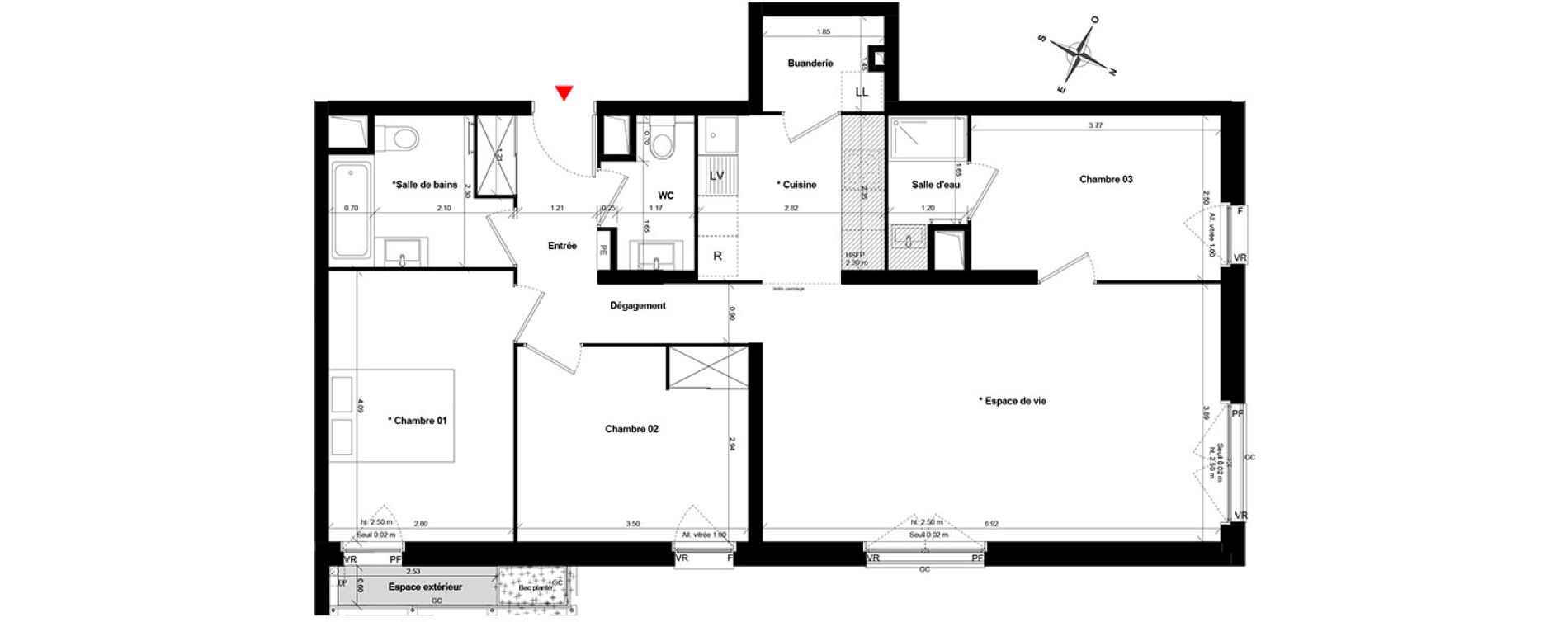 Appartement T4 de 85,23 m2 &agrave; Asni&egrave;res-Sur-Seine Gresillons - quartier de seine