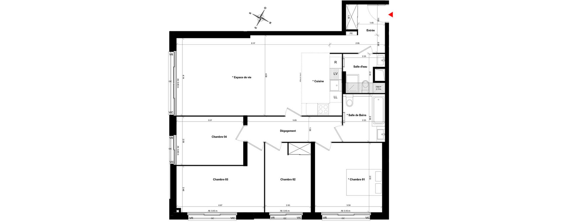 Appartement T5 de 103,84 m2 &agrave; Asni&egrave;res-Sur-Seine Gresillons - quartier de seine
