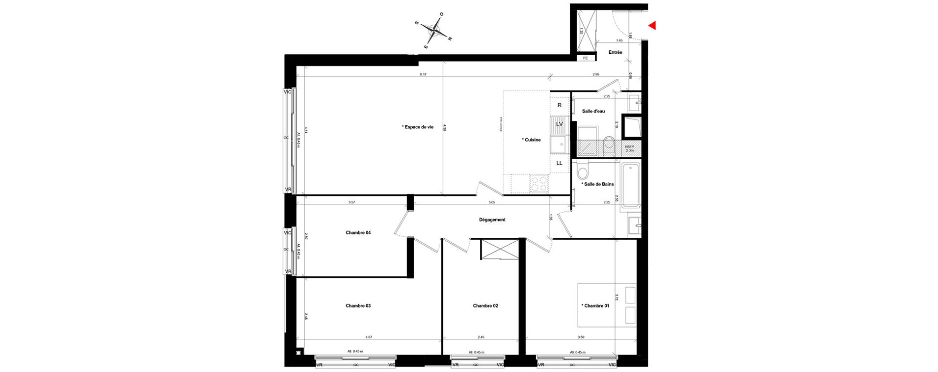 Appartement T5 de 103,84 m2 &agrave; Asni&egrave;res-Sur-Seine Gresillons - quartier de seine