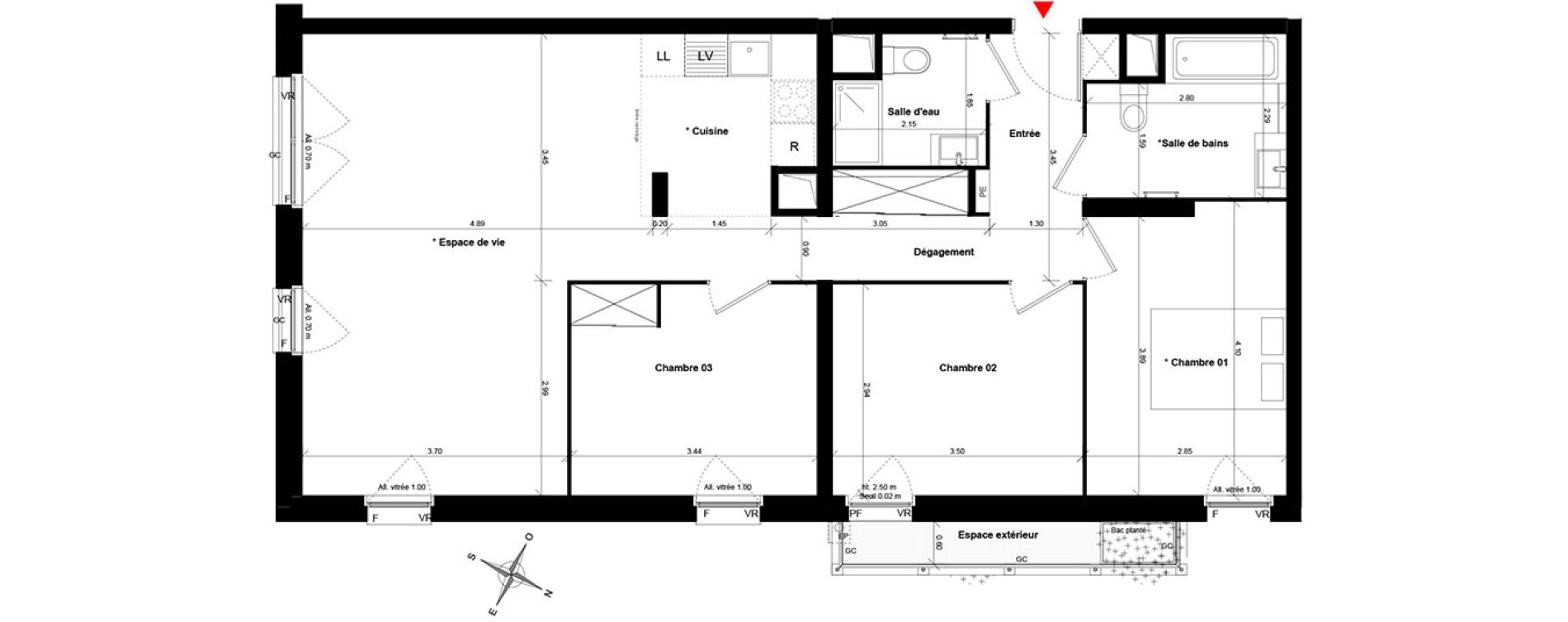 Appartement T4 de 84,18 m2 &agrave; Asni&egrave;res-Sur-Seine Gresillons - quartier de seine